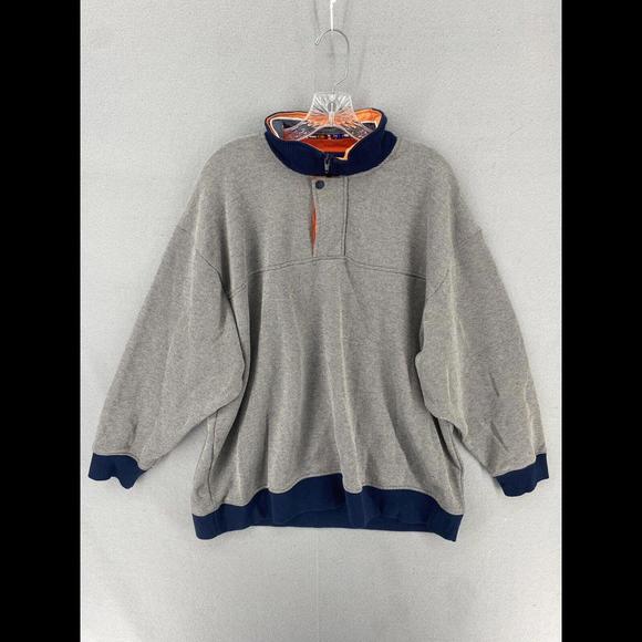Orvis Sweater Mens Size XX-Large Gray Pullover Quarter Zip World Flags Collar - Picture 1 of 7